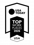 USA Today badge with text: "USA Today," "TOP," and "USA" inside a shield-like shape.