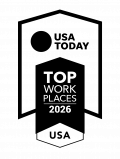USA Today badge with text: "USA Today," "TOP," and "USA" inside a shield-like shape.